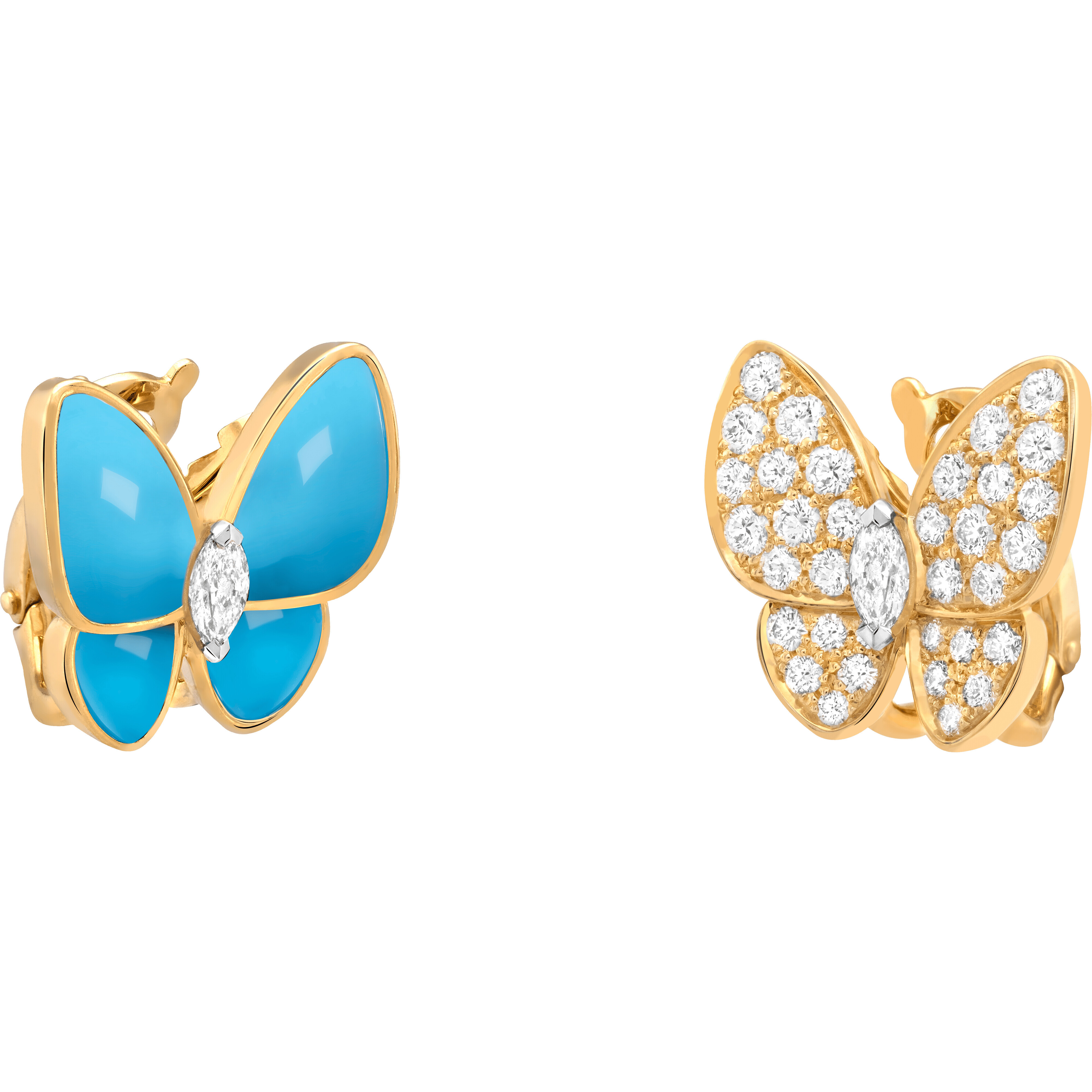 В корзину Серьги Two Butterfly, желтое золото, белое золото, бирюза, бриллианты Серьги Two Butterfly, желтое золото, белое золото, бирюза, бриллианты