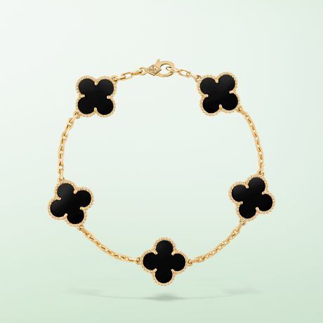 Браслет Vintage Alhambra из желтого золота с ониксом. Van Cleef & Arpels