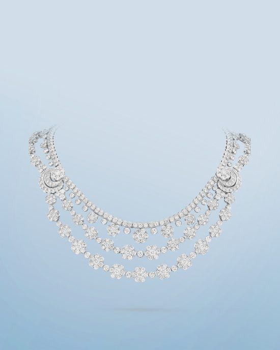 Трансформируемое колье Snowflake, платина, белое золото, бриллианты. Коллекция Snowflake, Van Cleef & Arpels
